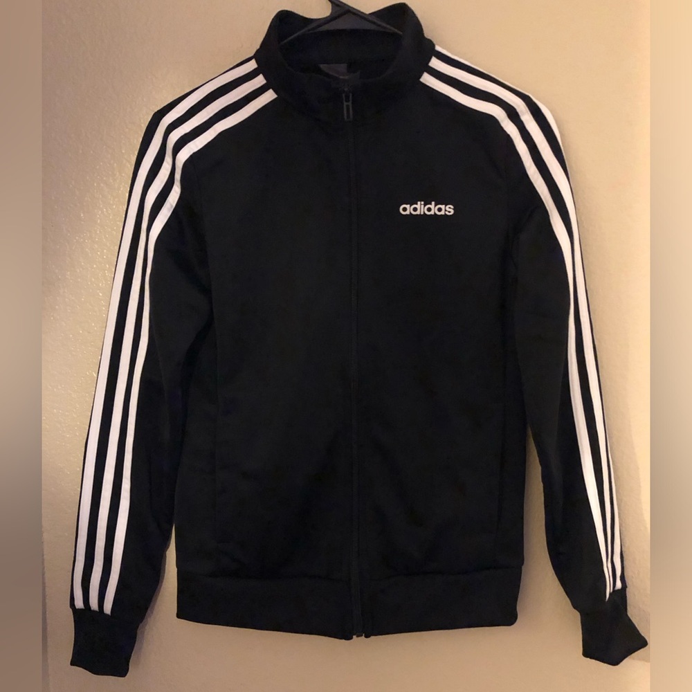 Adidas Black and White Windbreaker with Signature Style